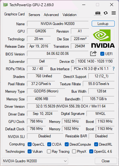 Nvidia Quadro M2000 4GB GDDR5 Graphics Card *Qty*
