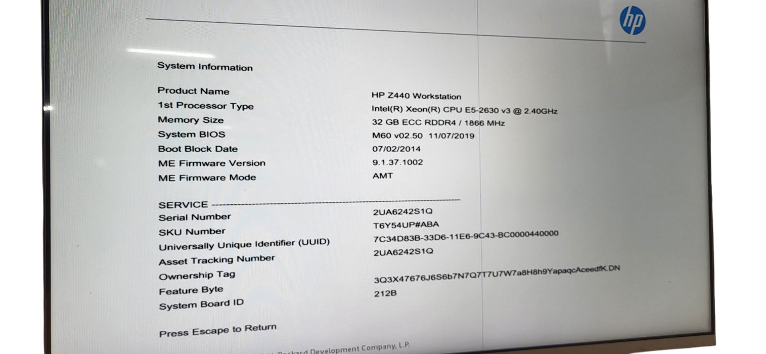 HP Z440 Workstation Xeon E5-2630 V3|  32GB DDR4 | No HDD |700W READ