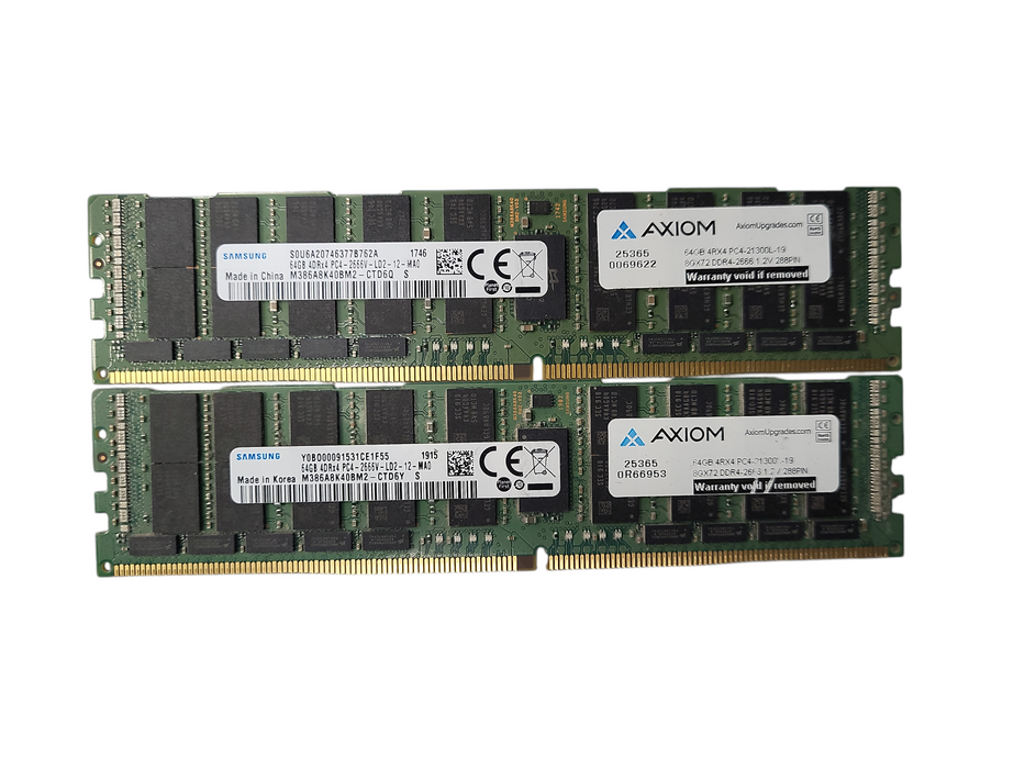 Lot of 2x SAMSUNG 64GB 4dRx4 PC4-2666V-LD2 DDR4 SERVER RAM M386A8K40BM2-CTD6Q