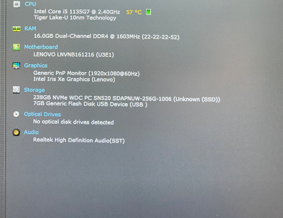 Lenovo ThinkBook 14 G2 ITL Core i5-1135G7 2.40GHz 16GB RAM 256GB SSD READ