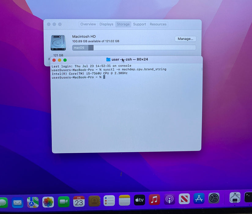 Apple MacBook Pro 13" 2017 i7-7360U 8GB RAM 128GB SSD No Power Adapter