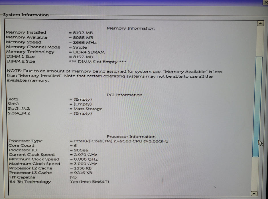 Dell OptiPlex 3070 | i5-9500 @ 3.00GHz 8GB DDR4 256GB NVMe