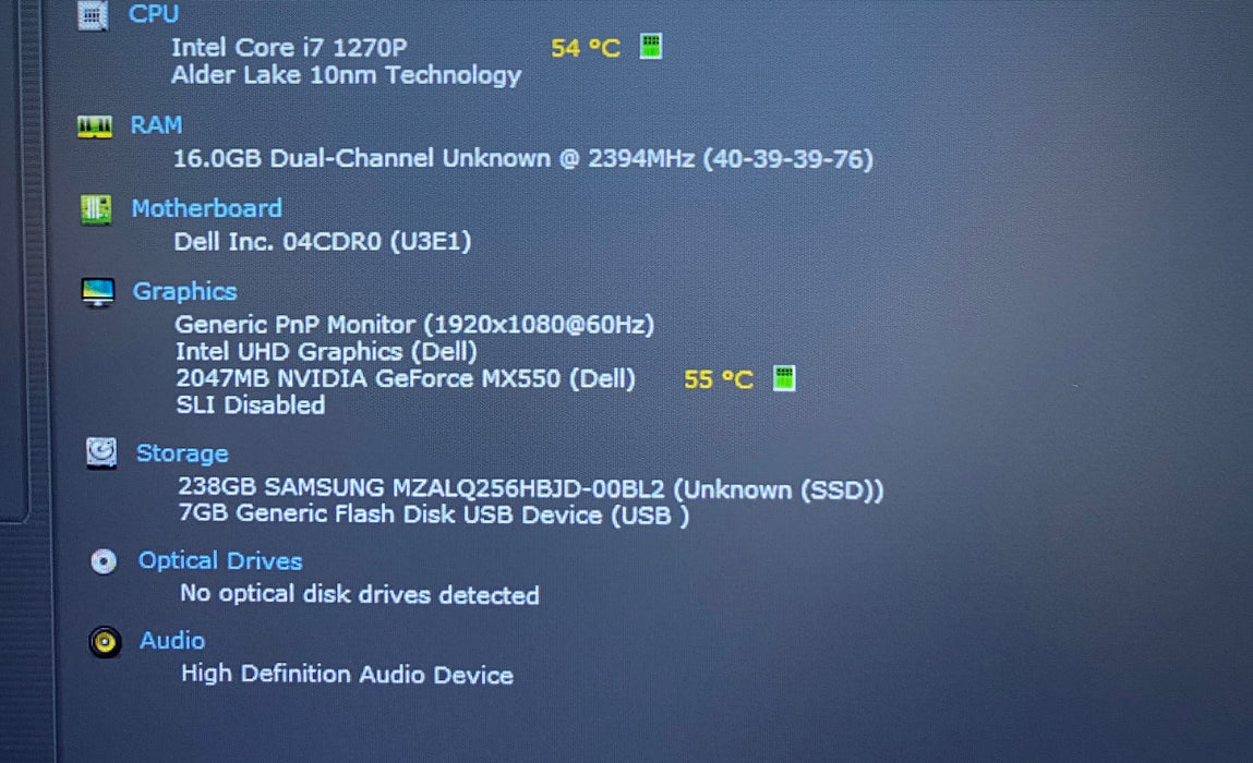 Dell Latitude 5431 i7-1270P GeForce MX550 16GB 256GB SSD No Power Adapter READ