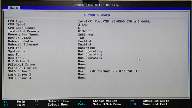Lenovo ThinkCentre M720s - i5-8500 3.00GHz 6Core, 8GB DDR4, 1TB SSD