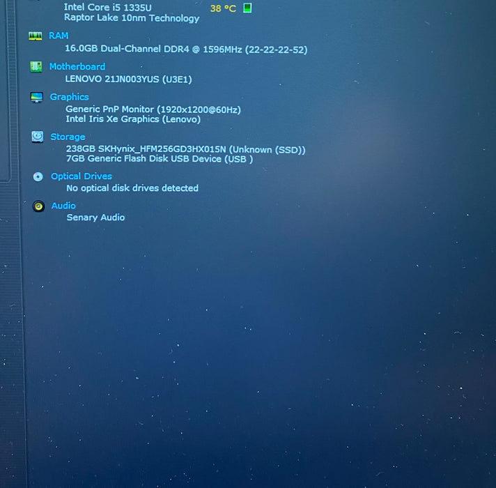 Lenovo ThinkPad E16 Gen 1 Intel Core i5-1335U 1.30GHz 16GB RAM 256GB SSD