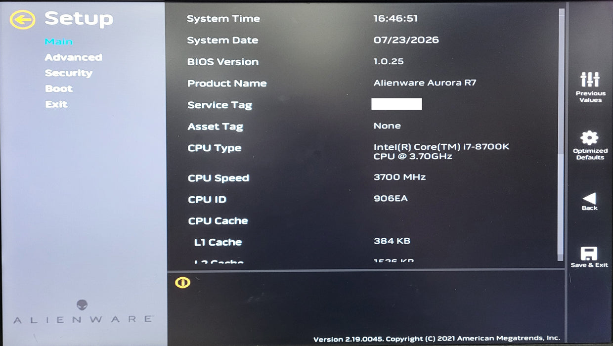 Alienware Aurora R7, i7-8700K 3.70GHz, 32GB DDR4, 256GB NVMe, GTX 1050 TI, READ