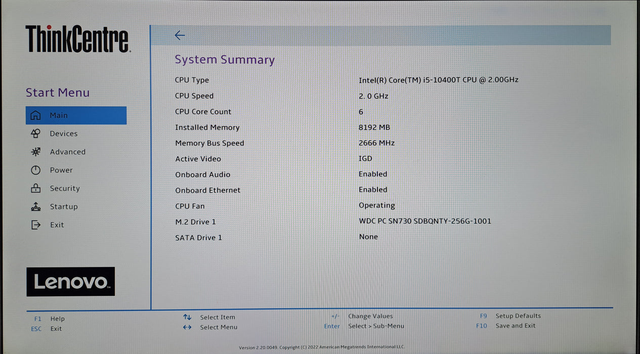 Lenovo ThinkCentre M70q | Intel Core i5-10400T, 8GB DDR4, 265GB NVMe, Wi-Fi, 90W
