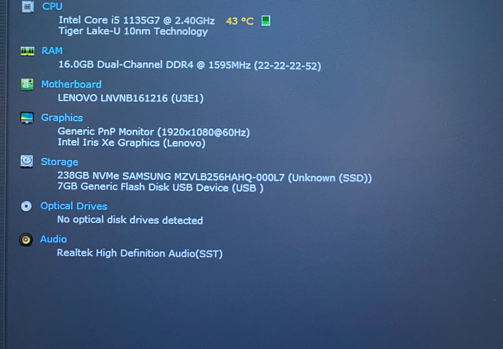 Lenovo ThinkBook 14 G2 ITL TOUCH Core i5-1135G7 2.40GHz 16GB RAM 256GB SSD READ!