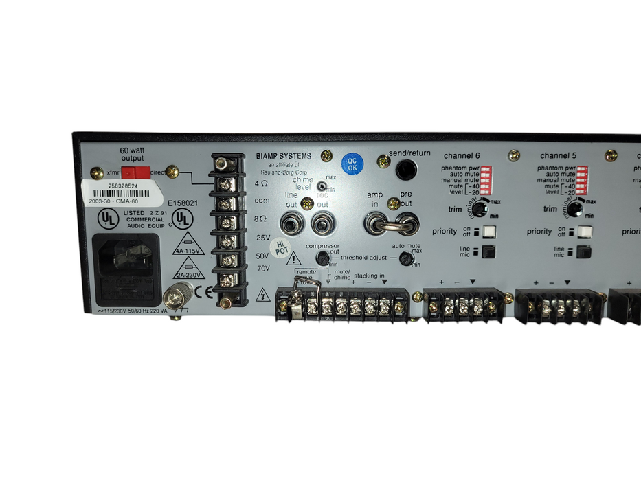 Biamp Precedence CMA60 6-CH Commercial Audio Mixer Amplifier