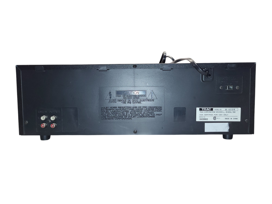 TEAC W-600R Stereo Dual Deck Cassette Player Auto Reverse