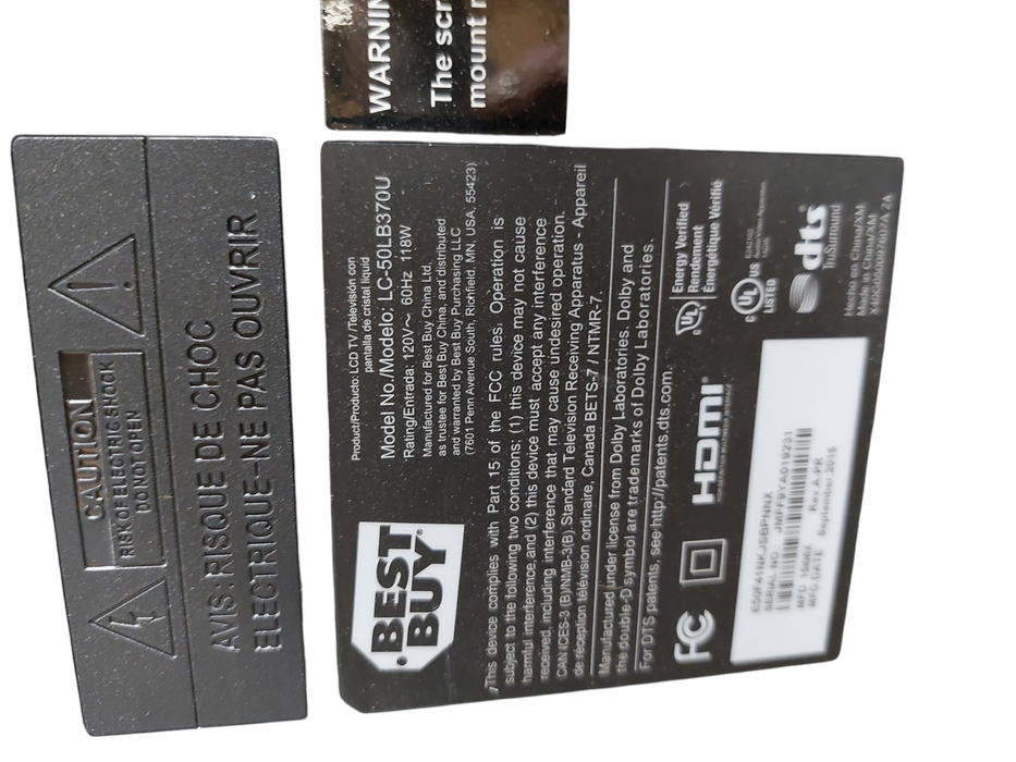 BestBuy Tv 50" Model: LC-50LB370U