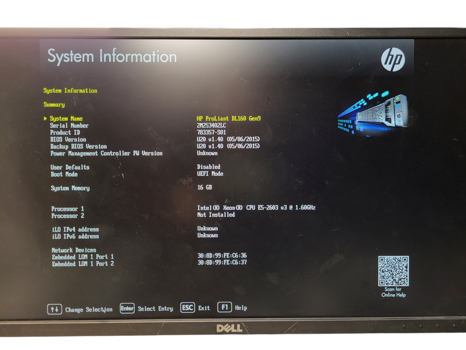 HP DL160 Gen9 1U 4x 3.5" | Xeon E5-2603 v3 @ 1.6GHz, 16GB DDR4, P440, B140i