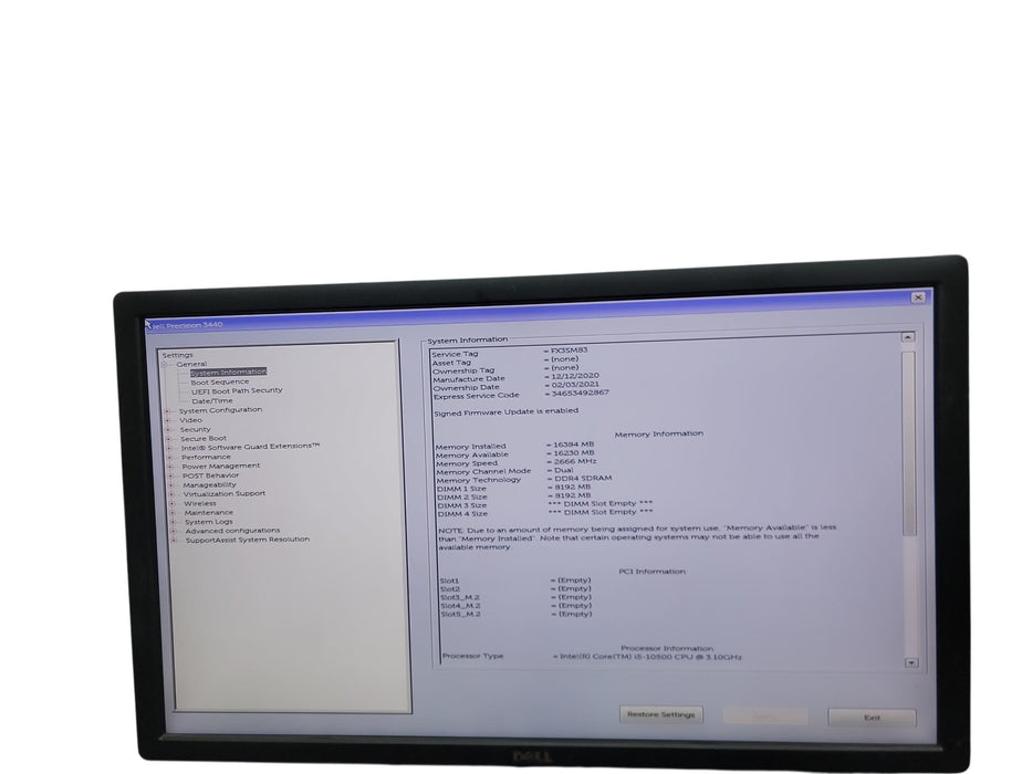 Dell Precision 3440 SFF i5 - 10500 @ 3.10GHz 16GB DDR4 Ram No HDD