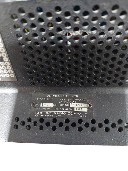 Collins Radio Company VOR/ILS Receiver Type 51RV-2B PN: 522-4280  101