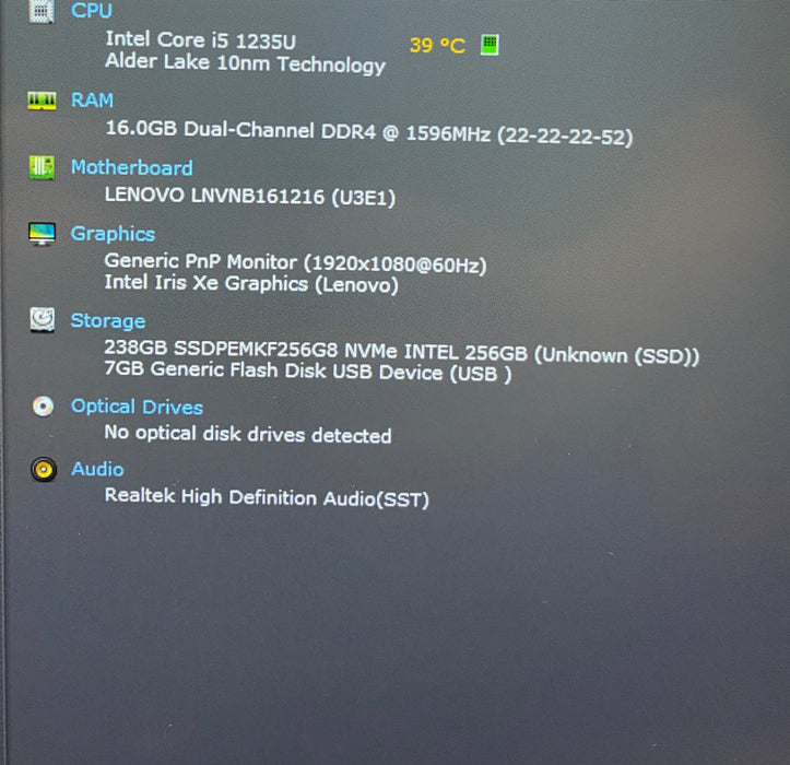 Lenovo ThinkBook 14 G4 IAP TOUCH Core i5-1235U 1.30GHz 16GB RAM 256GB SSD READ!