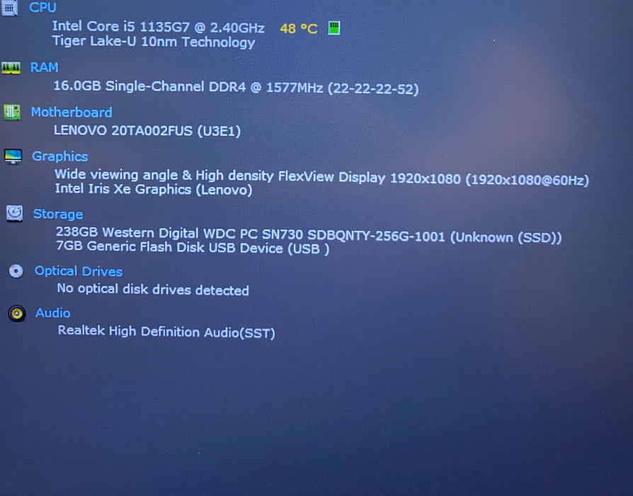 Lenovo ThinkPad E14 Gen 2 Intel Core i5-1135G7 2.40GHz 16GB RAM 256GB SSD