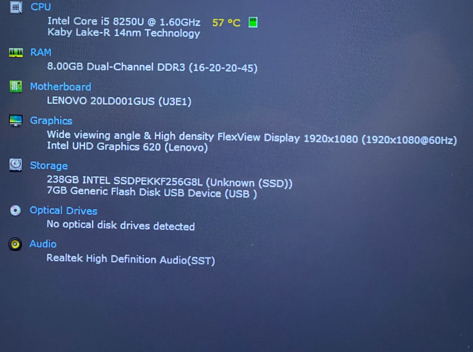 Lenovo ThinkPad X1 Yoga Intel Core i5-8250U 1.60GHz 8GB RAM 256GB SSD