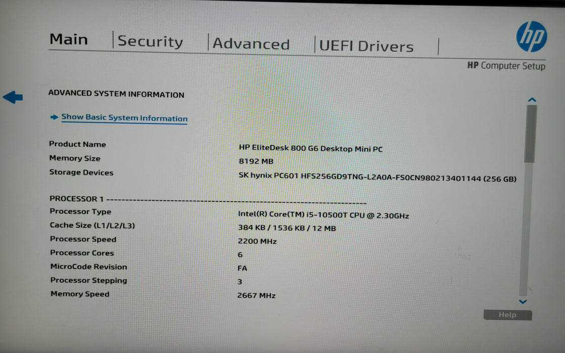 HP EliteDesk 800 G6 | i5-10500T @2.30GHz 8GB DDR4 256GB SSD