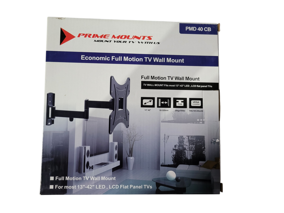 Prime Mounts PMD 40CB 12" - 32" Full Motion Articulating Wall Mount for TV