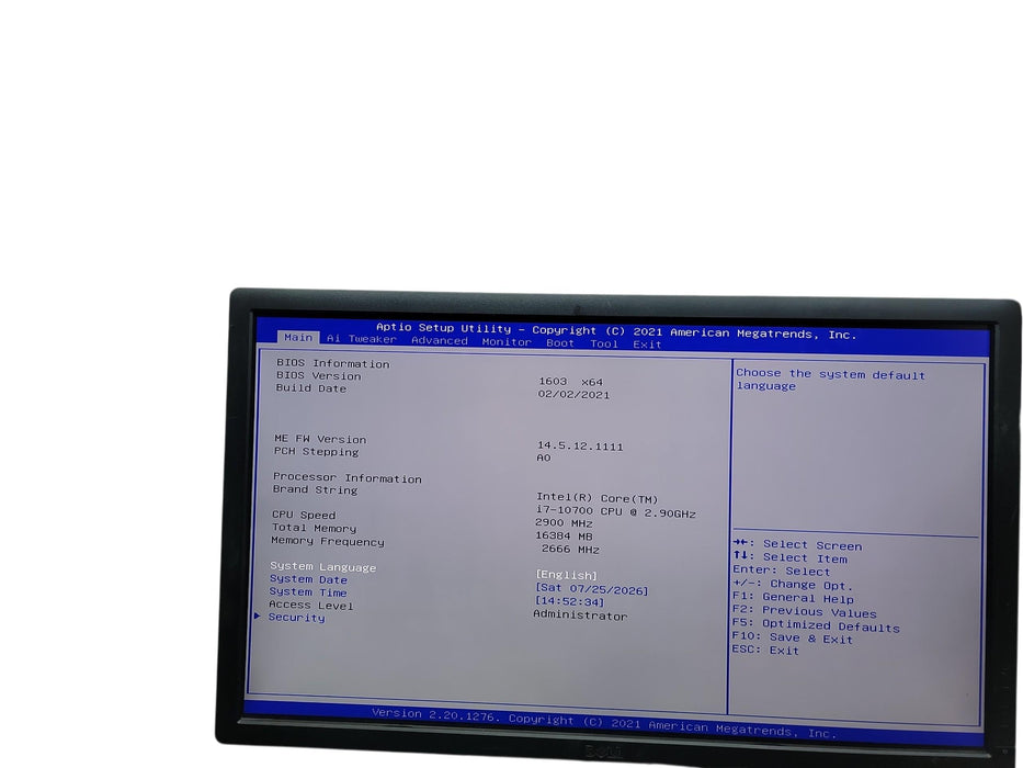 ASUS i7 - 10700 @ 2.90GHz E2 8Core(S)/ 16 Thread(S) 16GB DDR4 Ram No HDD