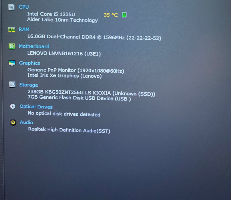 Lenovo ThinkBook 14 G4 IAP Intel Core i5-1235U 1.30GHz 16GB RAM 256GB SSD