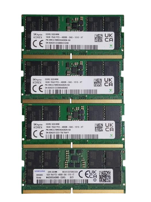 Lot of 4x 16GB DDR5 SODIMM PC5 Laptop RAM /Various Brands