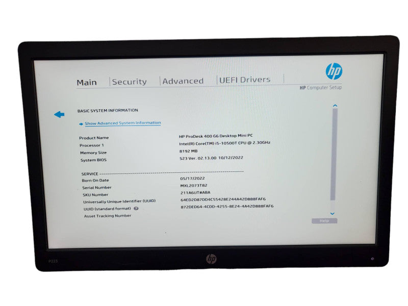 HP ProDesk 400 G6 USFF Desktop i5-10500T 8GB RAM NO HDD @