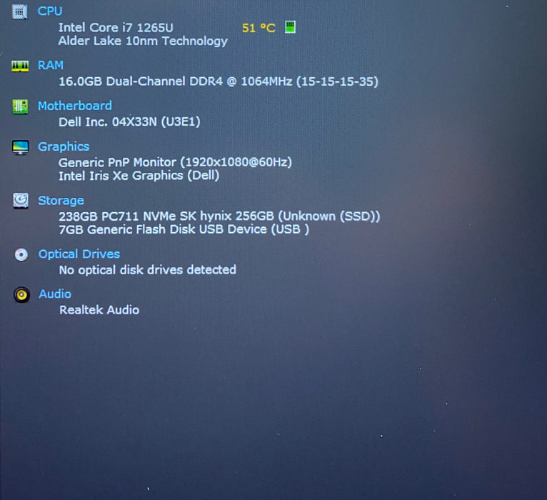Dell Latitude 5430 Core i7-1265U 1.8Gh 16GB RAM 256GB SSD No Power Adapter READ