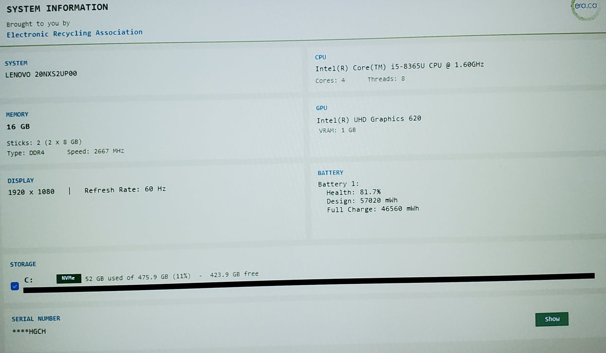 Lenovo ThinkPad T490s TOUCH 14" i5-8365U 16GB RAM 512GB SSD
