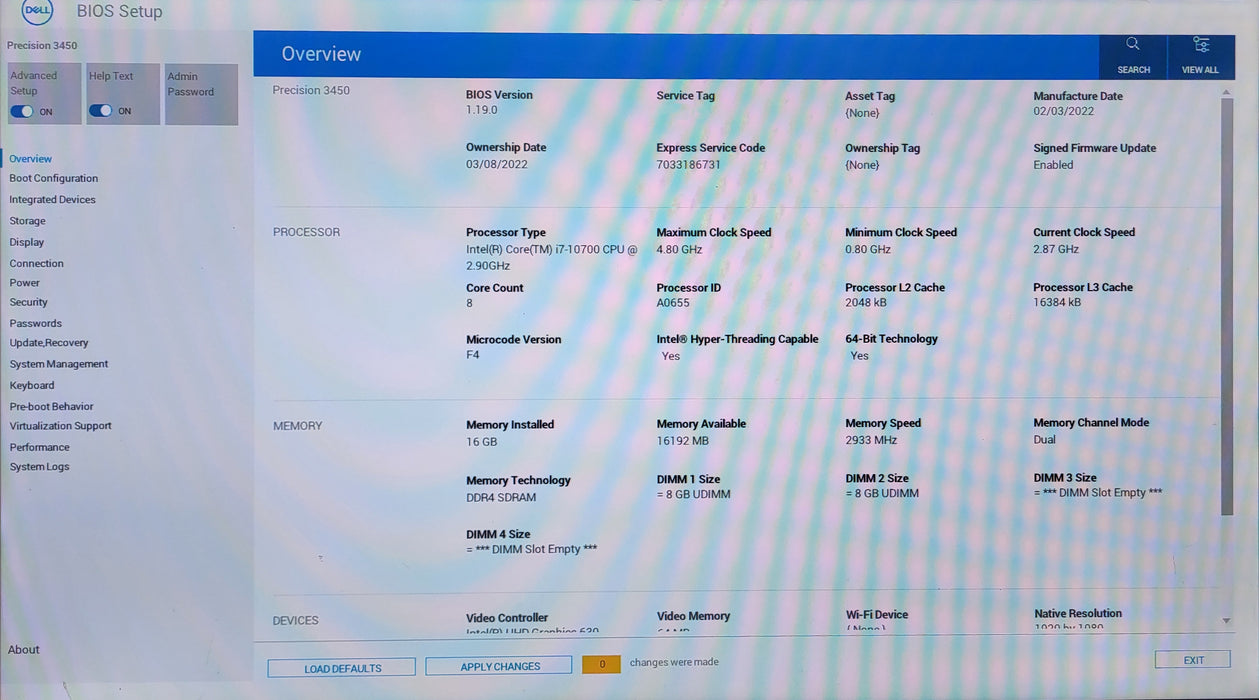 Dell Precision 3450 SFF, i7-10700 2.90GHz, 16GB DDR4, 512GB NVMe, P1000