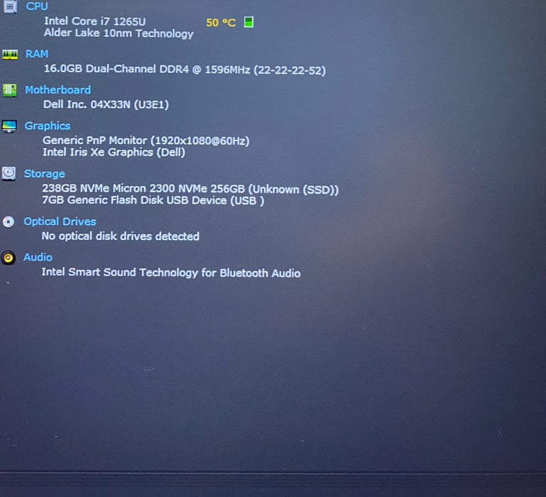 Dell Latitude 5430 i7-1265U 1.80GHz 16GB RAM 256GB SSD No Power Adapter - READ!
