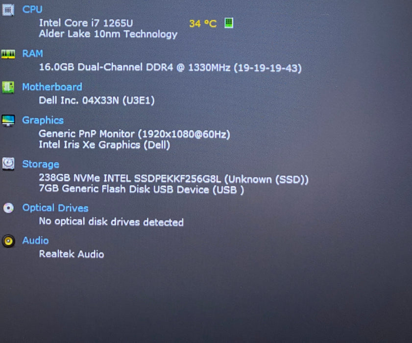 Dell Latitude 5430 i7-1265U 1.80GHz 16GB RAM 256GB SSD No Power Adapter