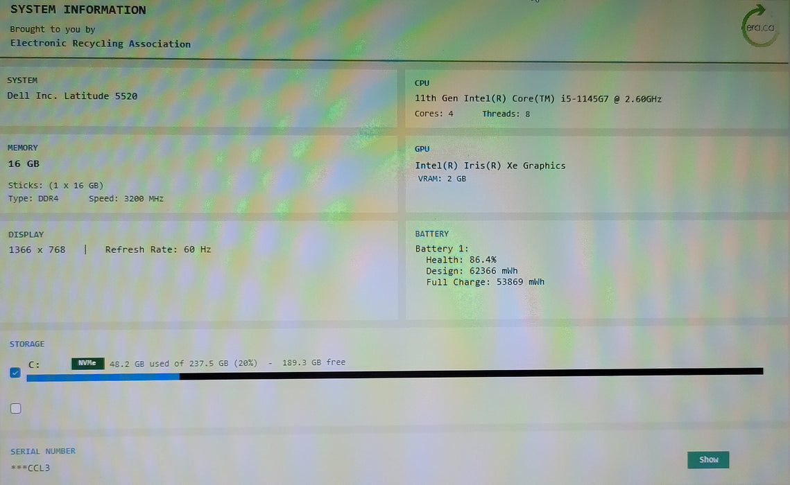 Dell Latitude 5520 i5-1145G7 16GB DDR4 256GB NVMe
