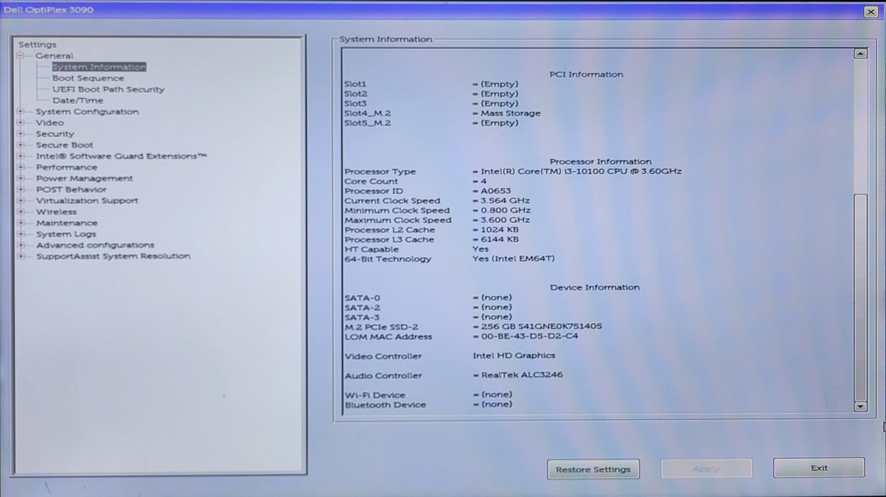 Dell Optiplex 3090 MT, i3-10100 3.60GHz, 16GB DDR4, 256GB NVMe