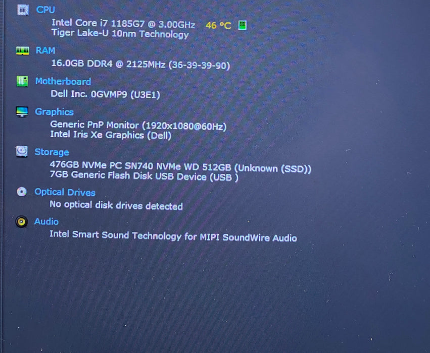 Dell Latitude 9520 TOUCH i7-1185G7 3.00 GHz 16GB RAM 512GB SSD No Power Adapter
