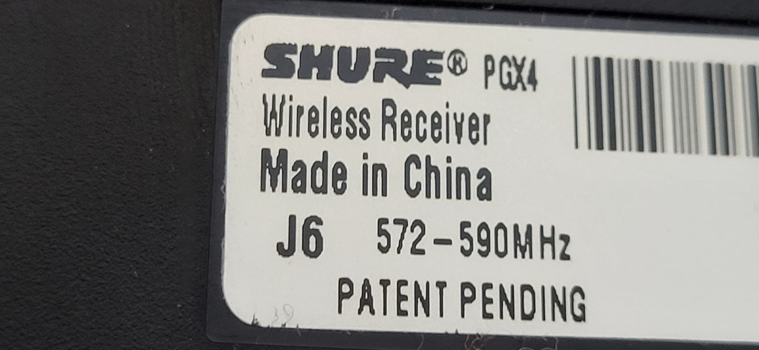 Shure PGX4 J6 Wireless Receiver J6 572-590 MHz w/ AC