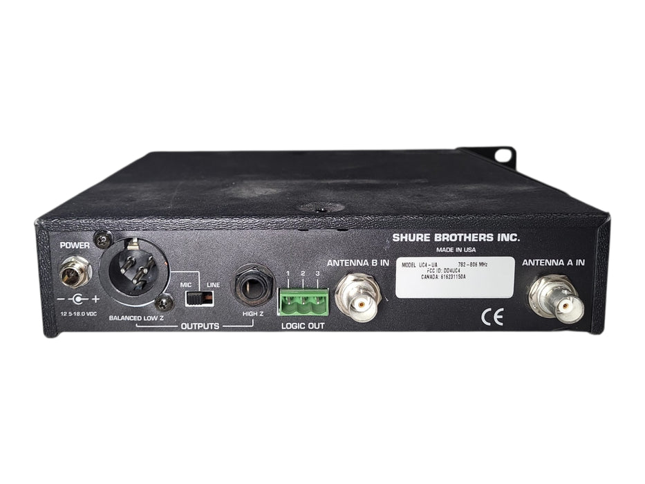Shure UC4-UA Receiver 782-806 MHz, No Antenna & Power Adapter