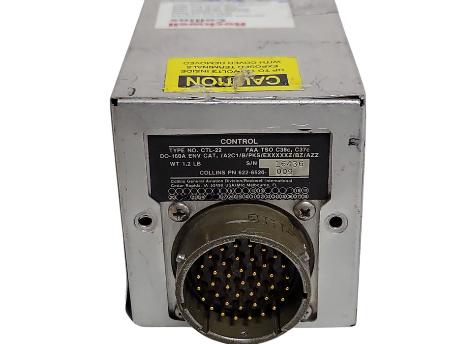 Collins CTL-22 VHF COMM Control 622-6520-009 READ