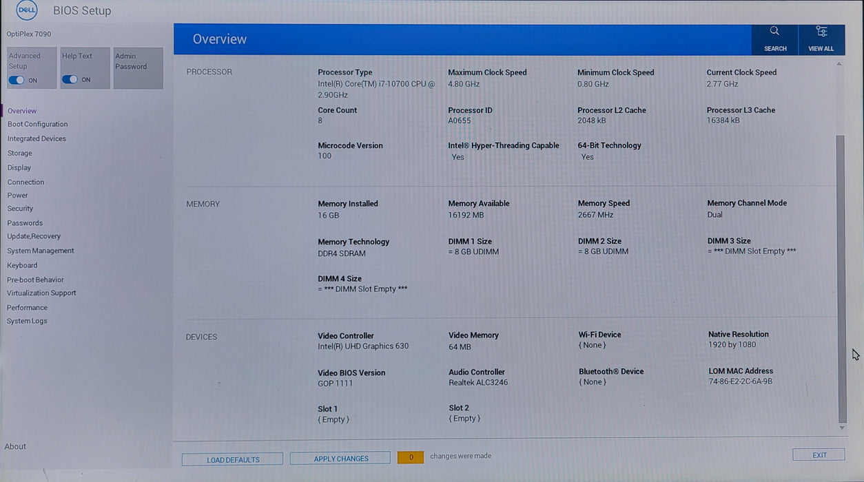 Dell Optiplex 7090 SFF, i7-10700 2.90GHz, 16GB DDR4, 256GB NVMe