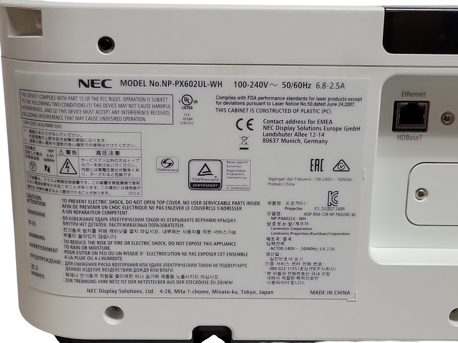 NEC NP-PX602UL-WH Laser Projector 6000 Lumens WUXGA HDMI, No Lens, READ