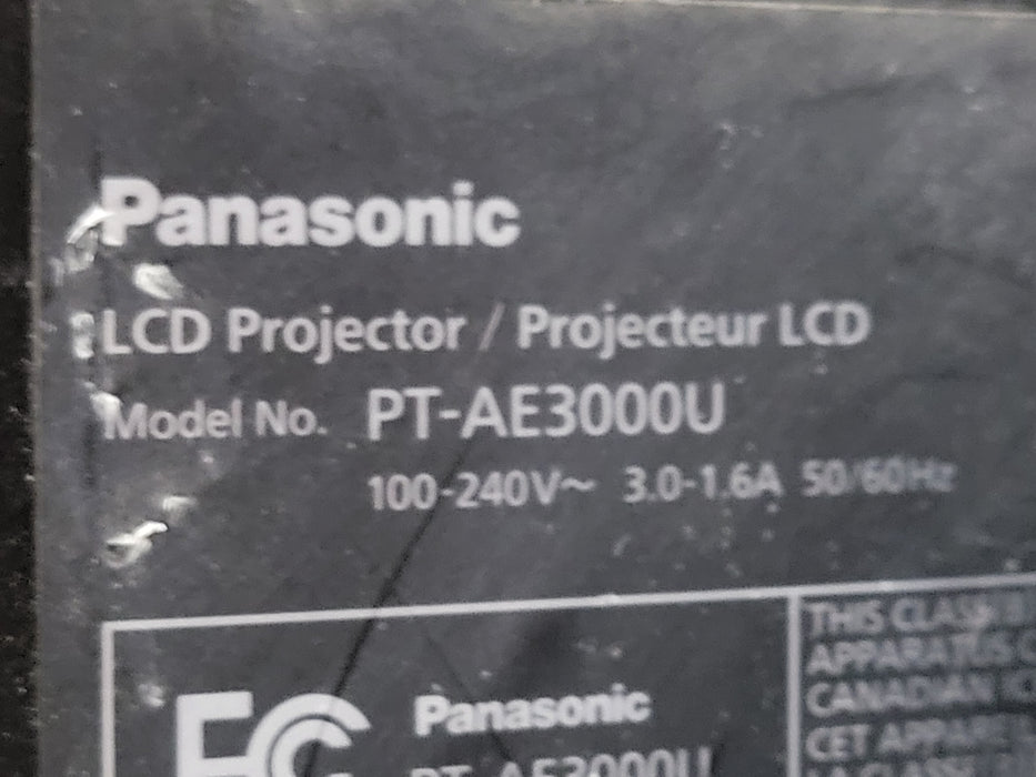 Panasonic PT-AE3000U LCD Projector 2172 Lamp Hours, No Remote