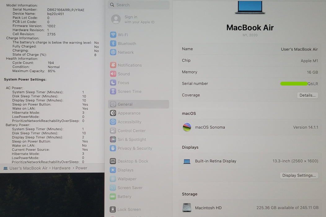 Apple MacBook Air 13" A2337 M1 16GB RAM 256GB SSD No Adapter