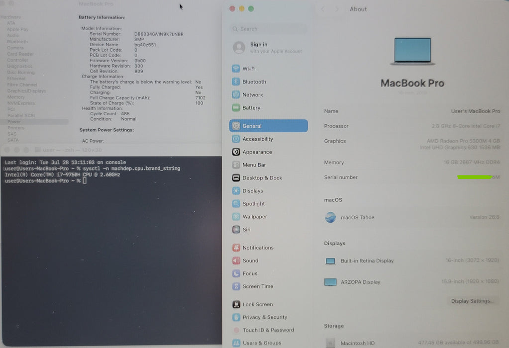 Apple MacBook Pro 16" 2019 A2141 i7-9750H 16GB RAM 4GB 5300M 500GB SSD FOR PARTS