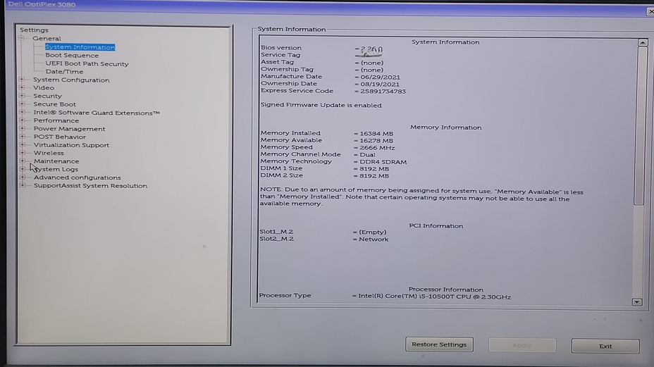 Dell OptiPlex 3080 Micro | Intel i5-10500T @ 2.30GHz | 16GB DDR4 | No HDD/AC