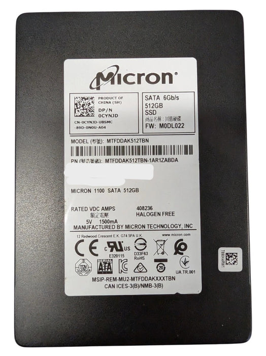 512GB SATA 2.5" 7mm Micron SSD