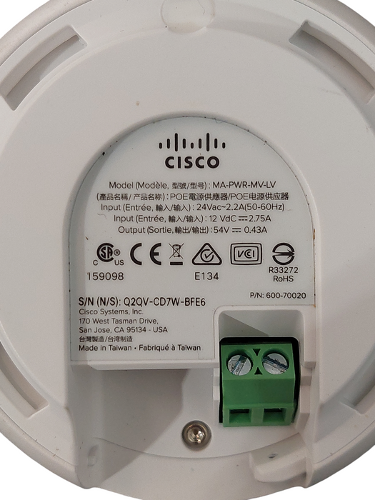 Cisco Meraki Low Voltage POE Model: MA-PWR-MV-LV