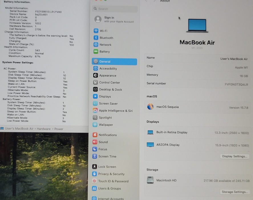 Apple Macbook Air 13" 2020 A2337 M1 16GB RAM 256GB SSD FOR PARTS/REPAIR