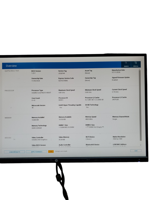 Dell OptiPlex 7020 Micro PC Intel Core i5-14500T 4.80GHz, 16GB RAM NO-HDD/SSD