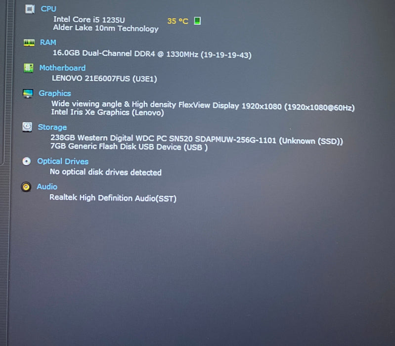 Lenovo ThinkPad E15 Gen 4 Intel Core i5-1235U 1.30GHz 16GB RAM 256GB SSD READ!