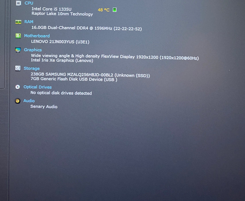 Lenovo ThinkPad  E16 Gen 1 Intel Core i5-1335U 1.30GHz 16GB RAM 256GB SSD